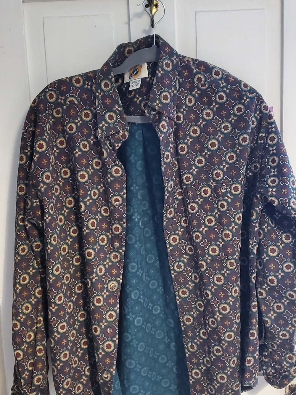 Vintage Field Gear Men's Brown Floral-Pattern Shirt Jacket - Lightweight Layer